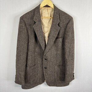 Harris Tweed for Simpsons Men’s 42R Brown Houndstooth Sport‎ Coat Wool Scotland